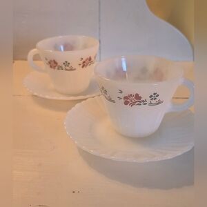 Vintage Termocrisa Mexico Opaque milk glass teacup and saucer Set